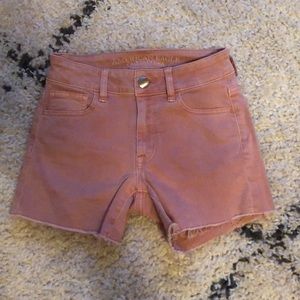 American eagle pink high-rise shortie shorts 00